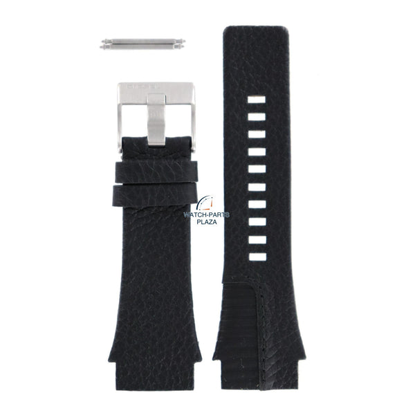 Watch Band Diesel DZ1397 black genuine leather strap 26mm original - Watch Plaza