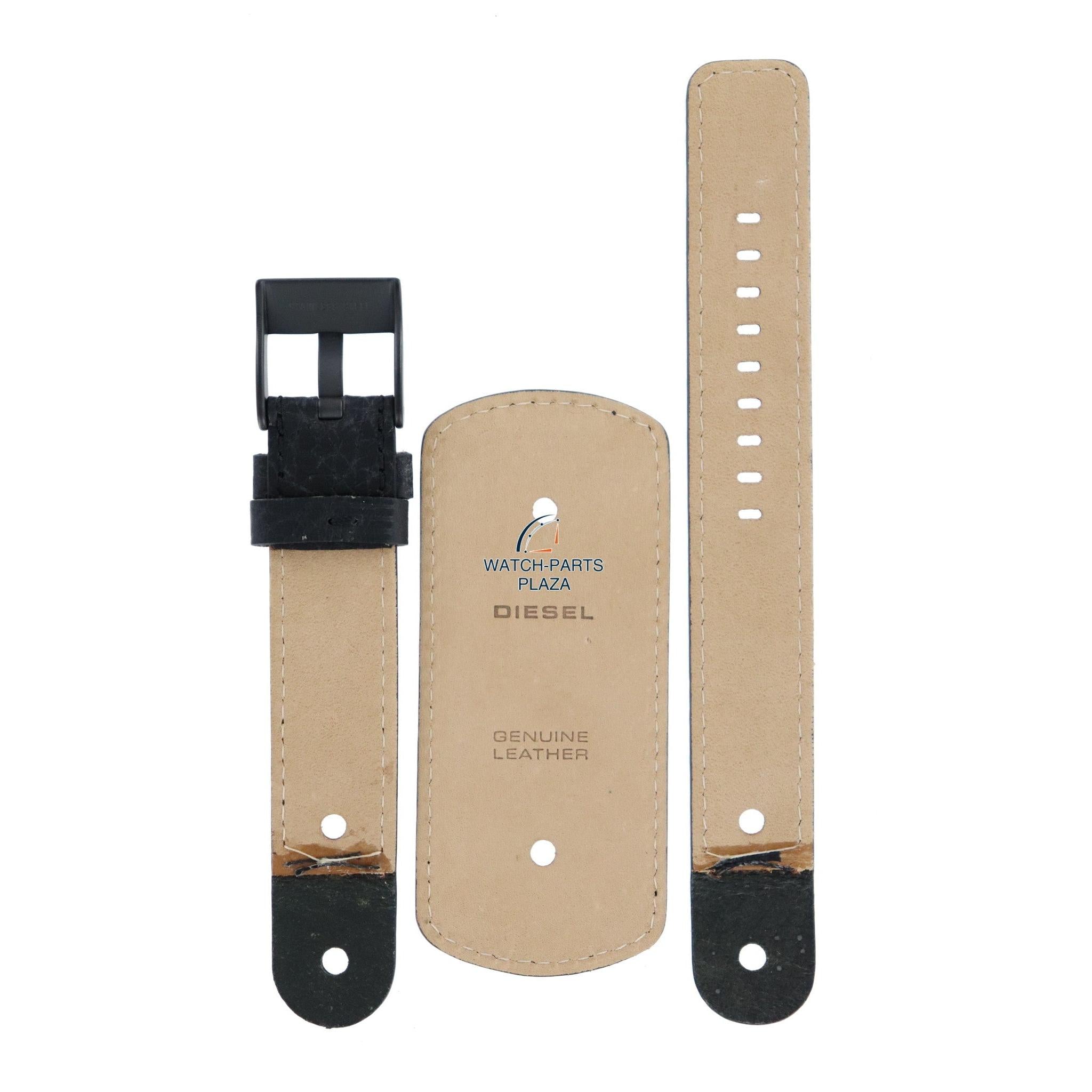 Watch Band Diesel DZ2078 black original cuff leather band 20mm - Watch Plaza