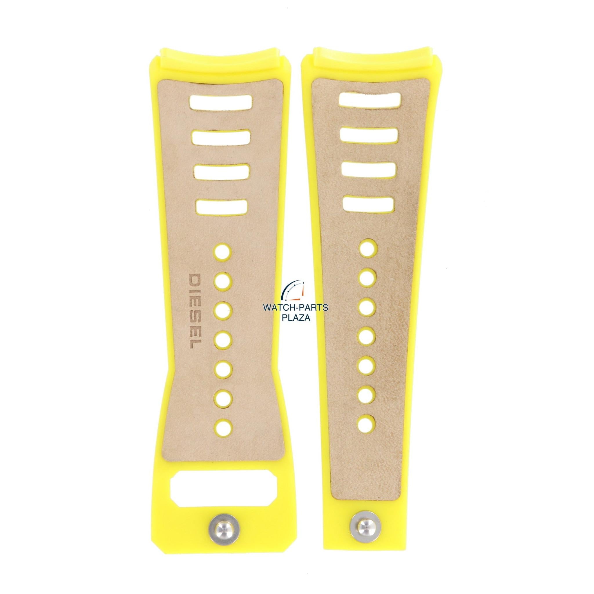 Watch Band Diesel DZ3030 yellow resin & leather strap 30mm original - Watch Plaza