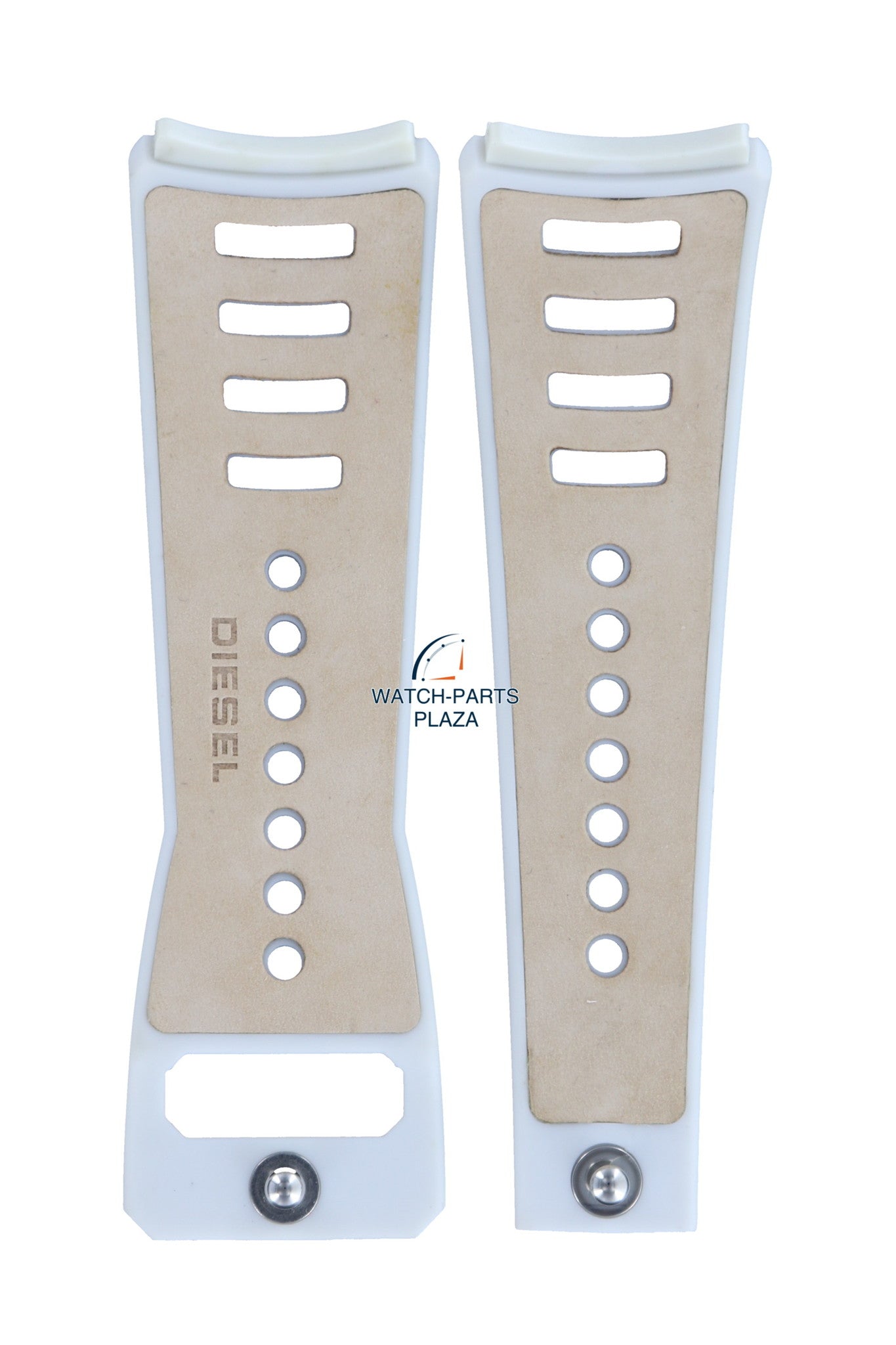 Watch Band Diesel DZ3032 white rubber & leather strap 30mm original - Watch Plaza