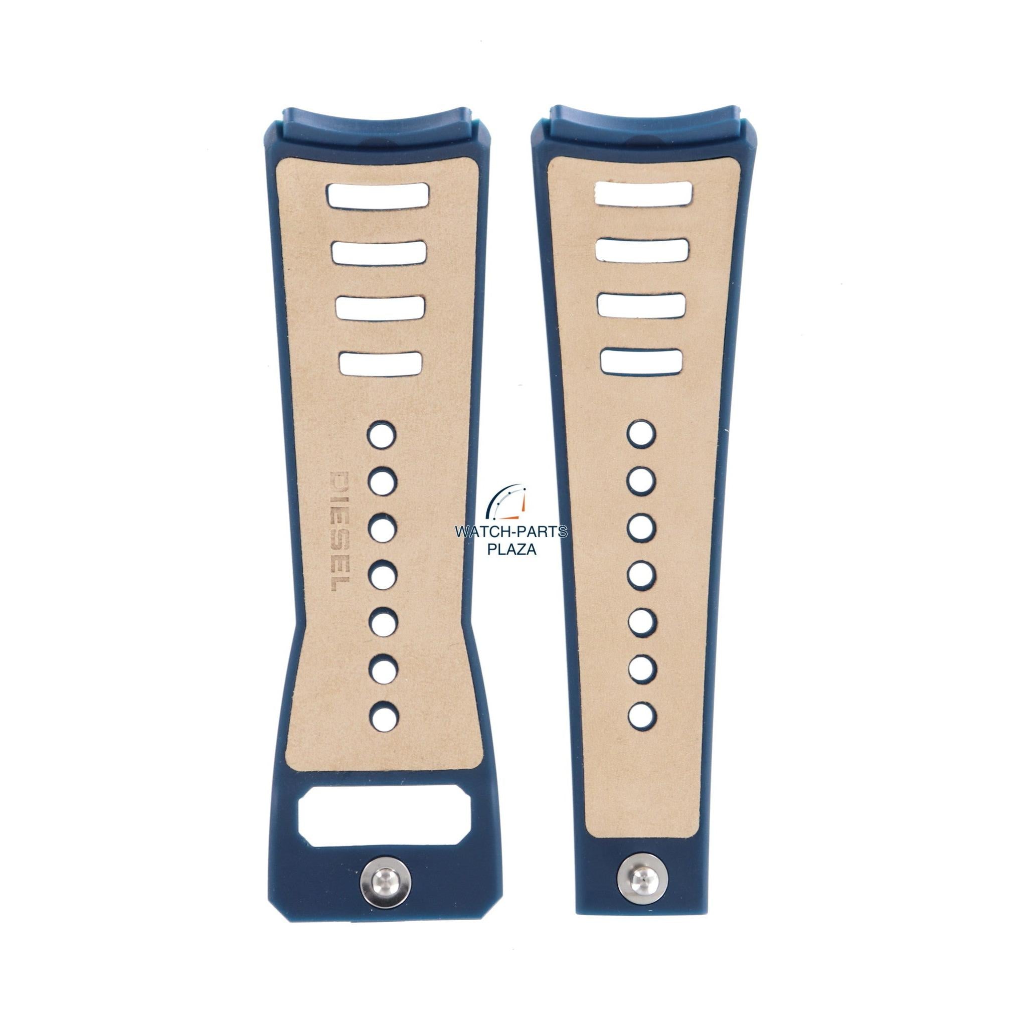 Watch Band Diesel DZ3039 blue resin & leather strap 30mm original - Watch Plaza