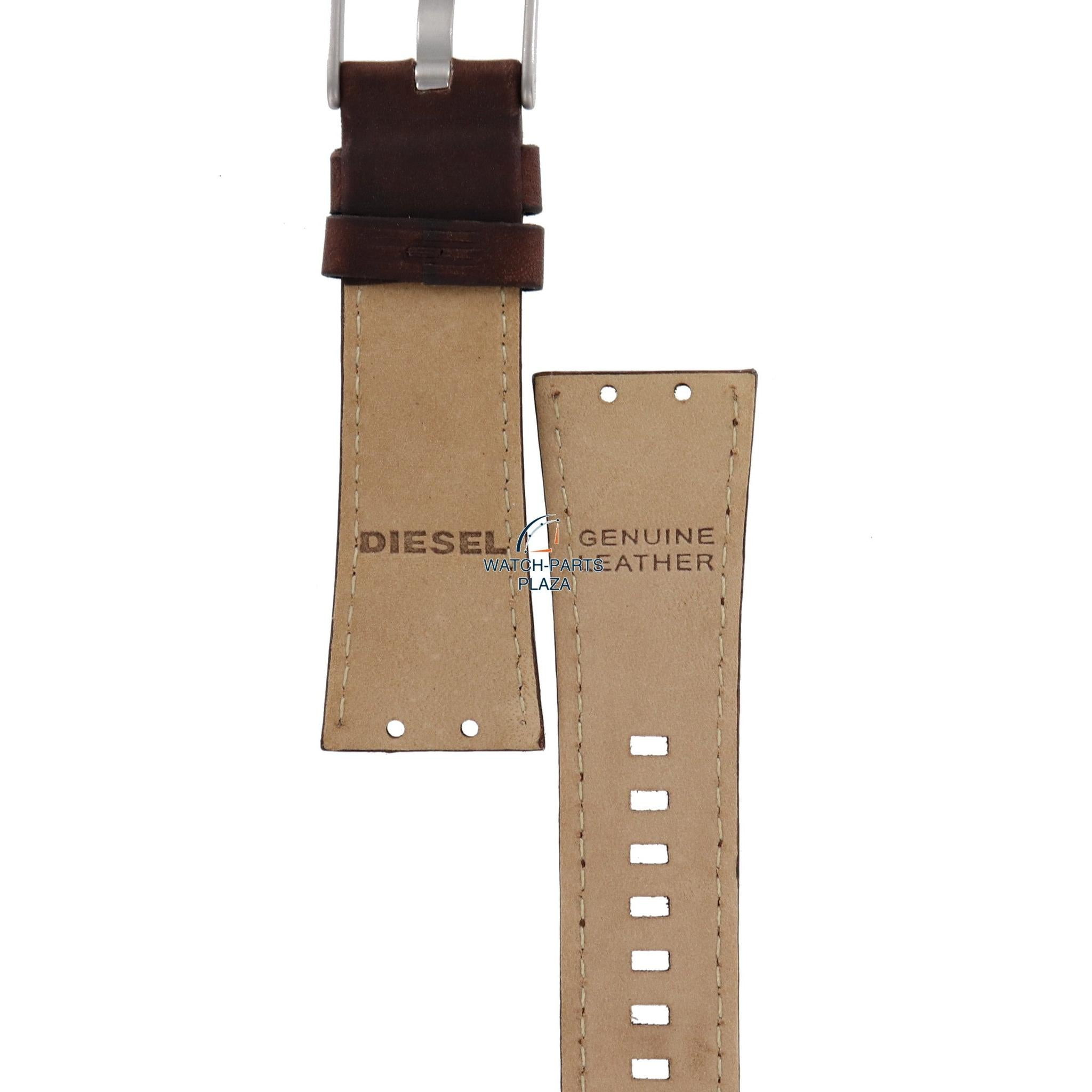 Watch Band Diesel DZ4110 / DZ4111 brown leather strap 25mm - Watch Plaza