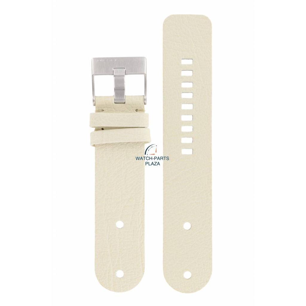Watch Band for Diesel DZ2077 White Leather Strap DZ 2077 26 mm - Watch Plaza