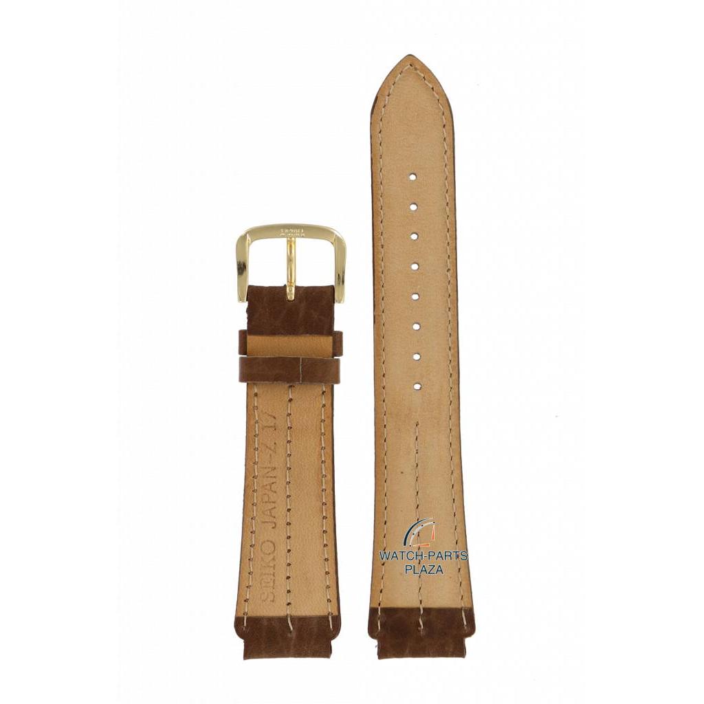 Watch Band for Seiko 8M25 - 7100, 5M22 - 6B00 Brown Leather Strap 17mm Moonphase SDT112 - Watch Plaza