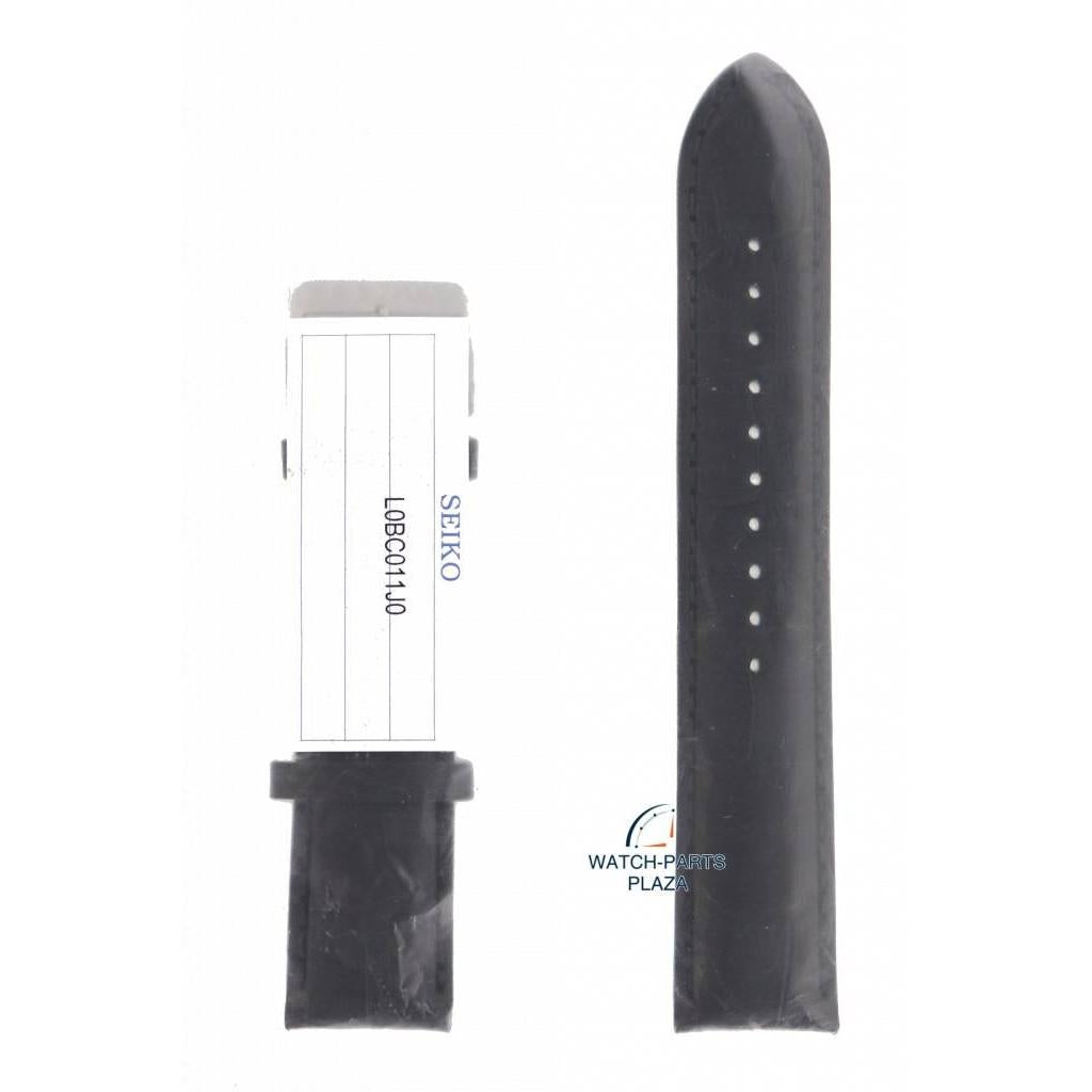 Watch Band for Seiko SSC223 Solar Black Leather Strap V175 - 0CH0 LOBC H 21 mm - Watch Plaza