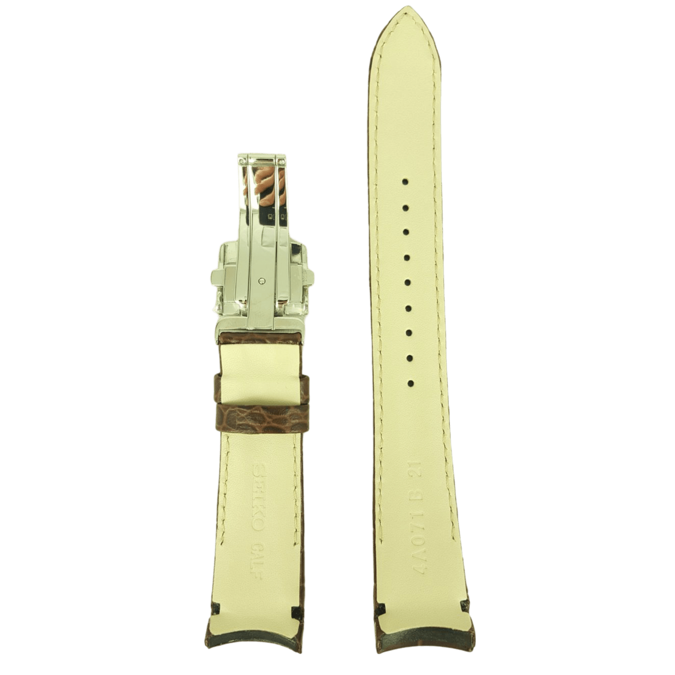 Watch Band Seiko Premier Kinetic Perpetual Calendar SNP025 / SNP023 Brown Leather Strap 7D56 - 0AA0 21mm 4A071 - Watch Plaza