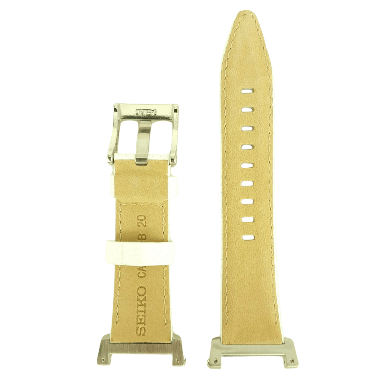 Watch Band Seiko Sportura SND857 white leather strap 7T92 - 0GY0 20mm 4LA5JB - Watch Plaza