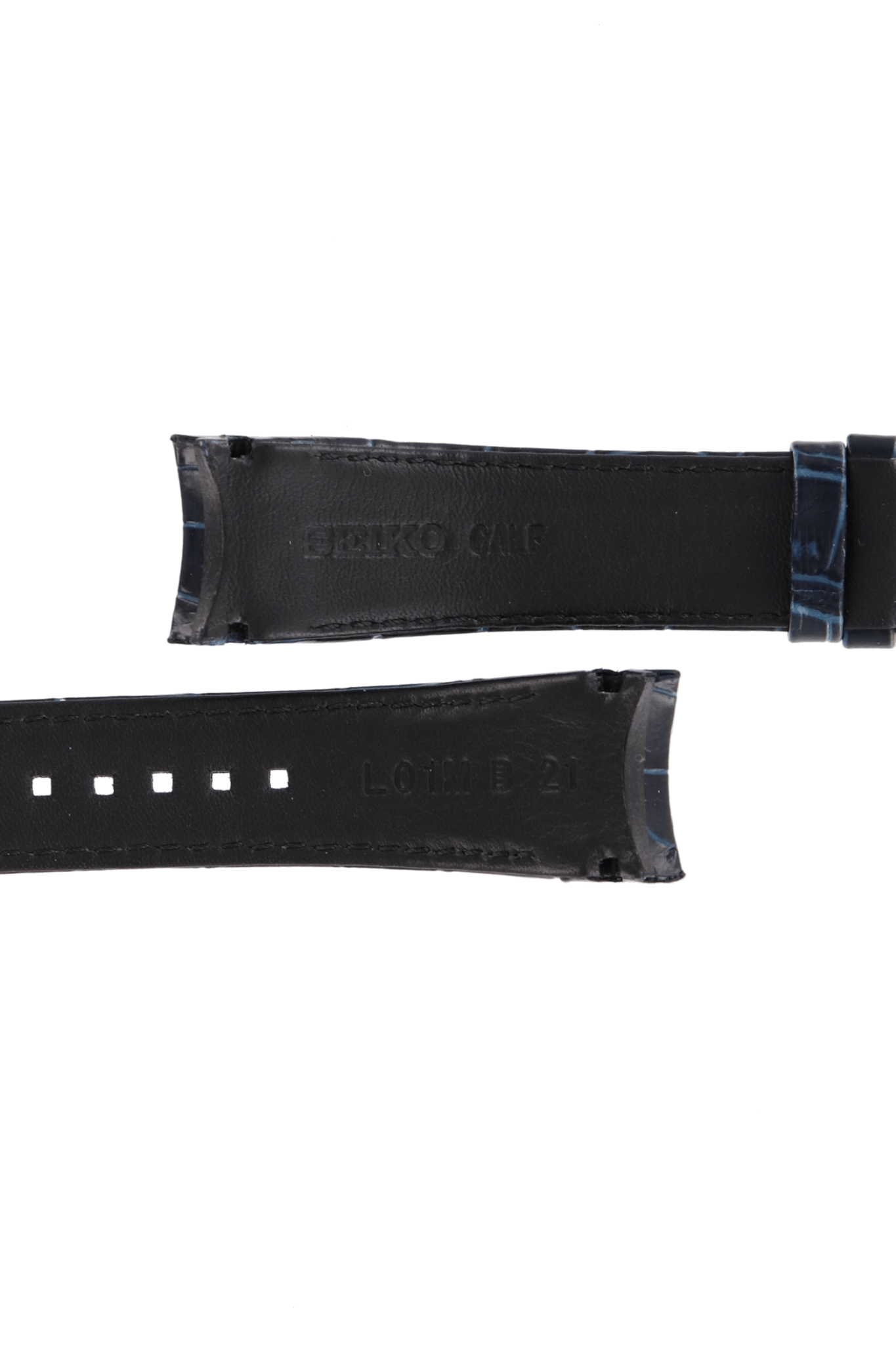 Watch Band Seiko Sportura SNP064 blue leather strap 7D48 - 0AK0 gold buckle 21mm L01M - Watch Plaza