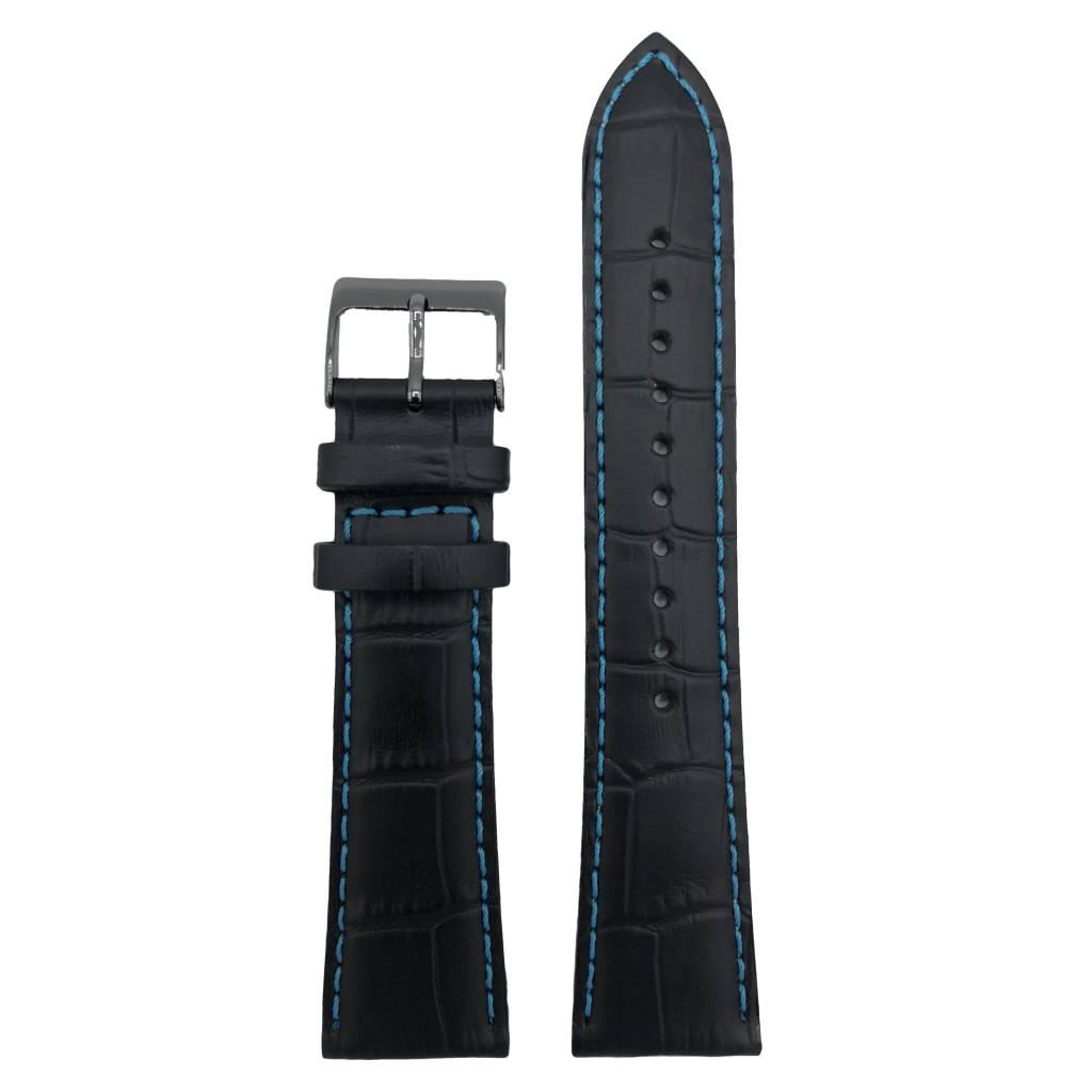Watch Band SNDD71 Black ION Leather 7T92 - 0NK0 Strap L08C H 22mm Replacement - Watch Plaza