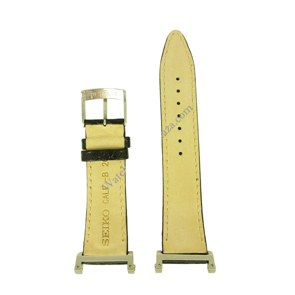 Watch Band SNDZ99P1 Seiko 7T92 - 0HP0 black leather strap 20mm 4LK4JB - Watch Plaza