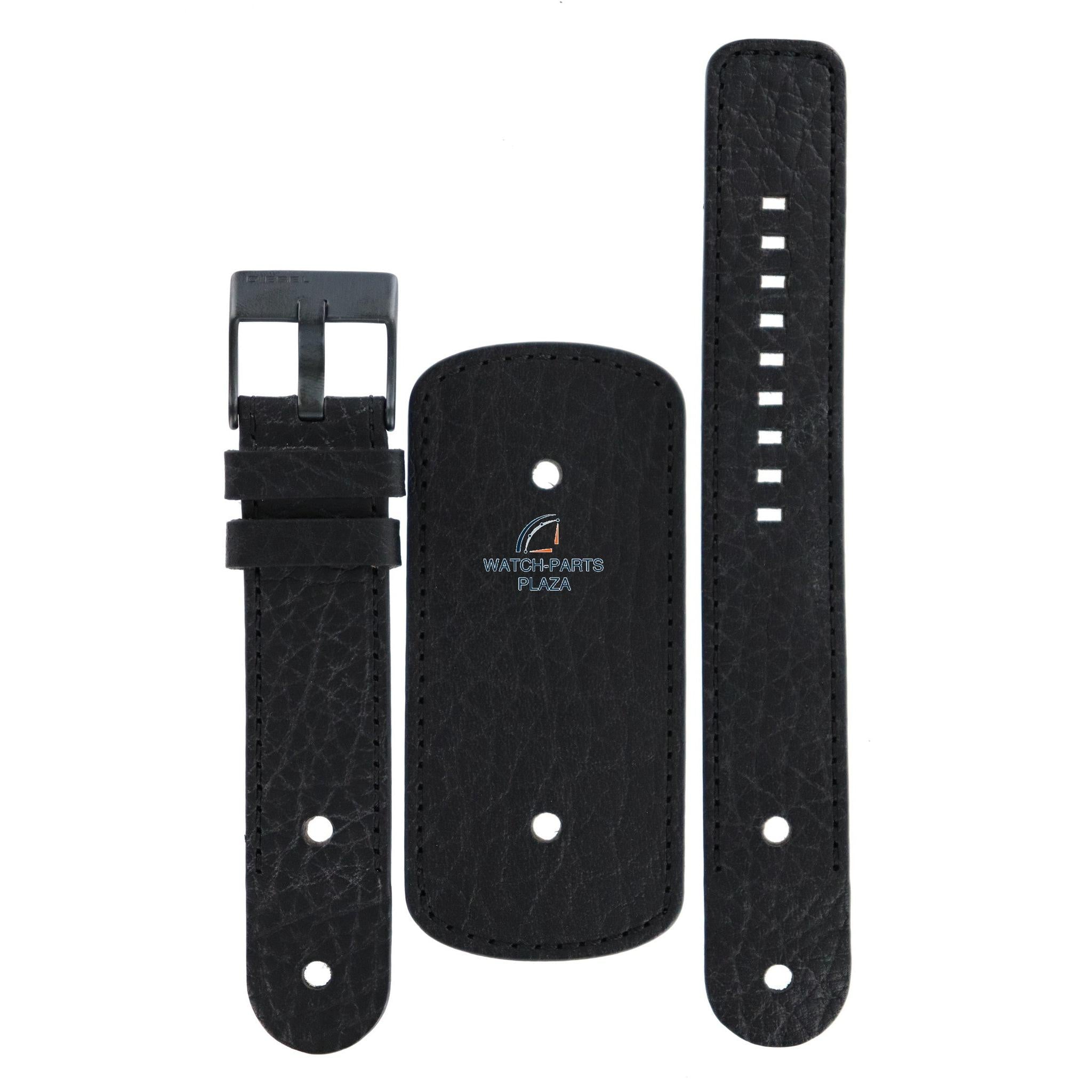 Watch Strap Diesel DZ2053 black genuine leather band 22mm original - Watch Plaza