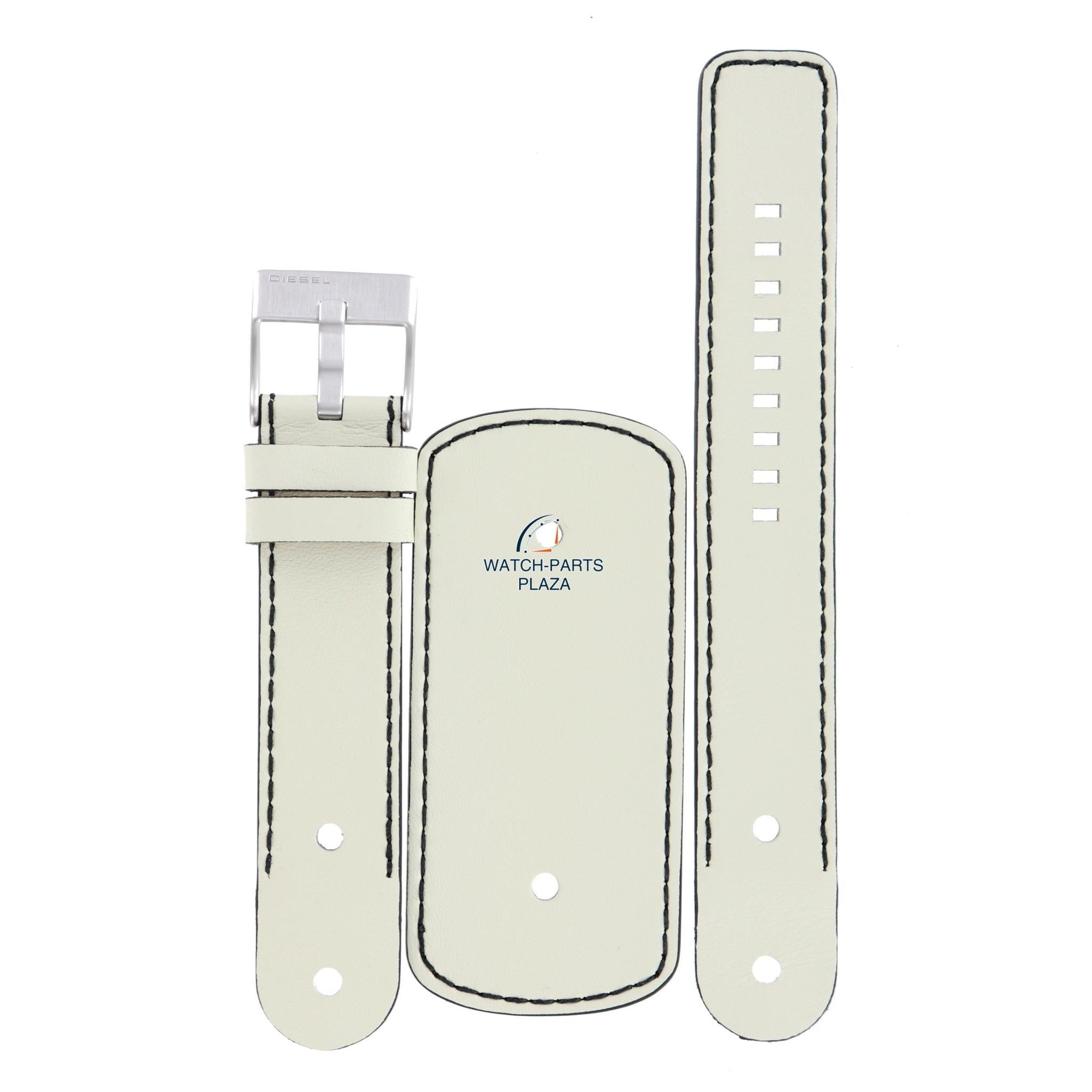 Watch Strap Diesel DZ2054 white cuff genuine leather band 22mm original - Watch Plaza