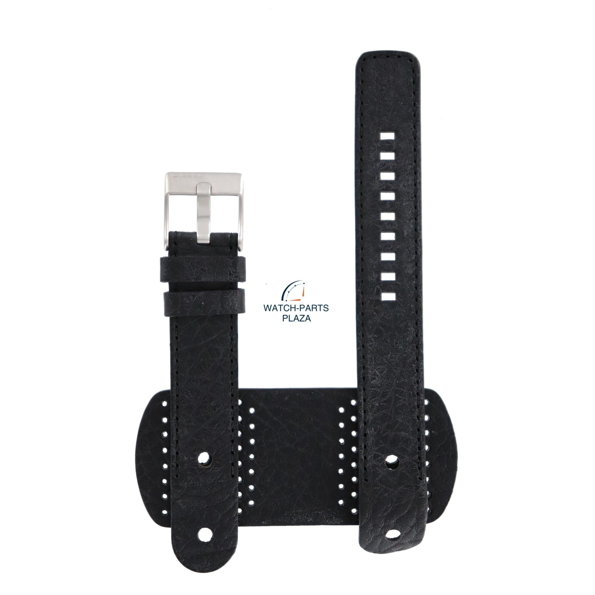 Watch Strap Diesel DZ2055 black genuine cuff leather band 20mm - Watch Plaza
