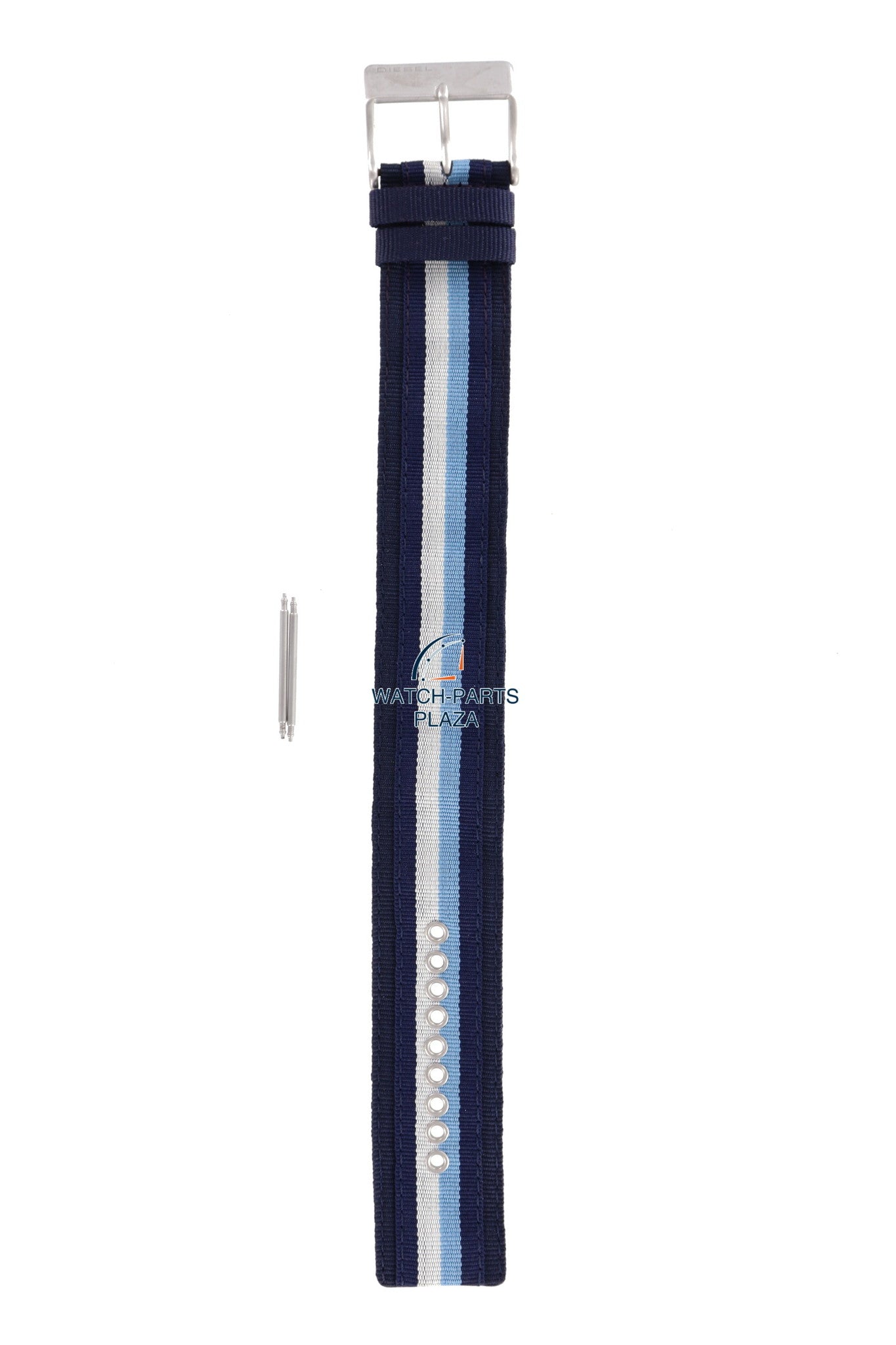 Watchband Diesel DZ2041 original blue canvas & leather strap 27mm DZ - 2041 - Watch Plaza
