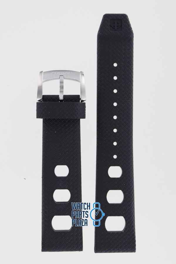 Zodiac ZO2200 Watch Band ZO - 2200 Black Silicone 20 mm Sea Dragon - Watch Plaza