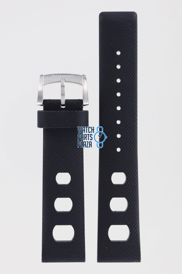 Zodiac ZO2203 Watch Band ZO - 2203 Black Silicone 20 mm Sea Dragon - Watch Plaza