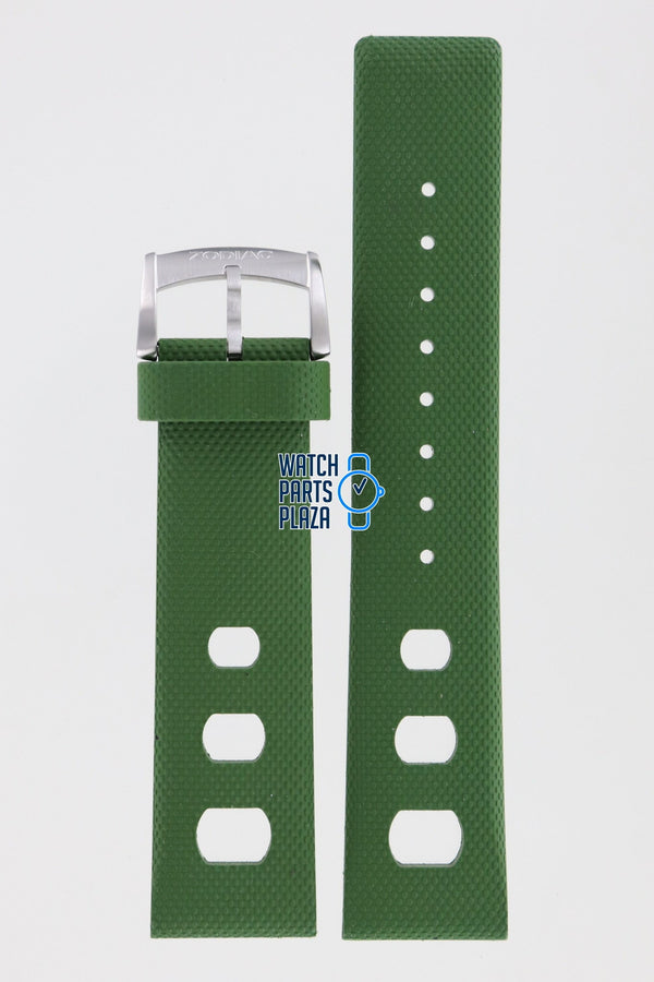Zodiac ZO2228 Watch Band ZO - 2228 Green Silicone 22 mm Sea Dragon - Watch Plaza
