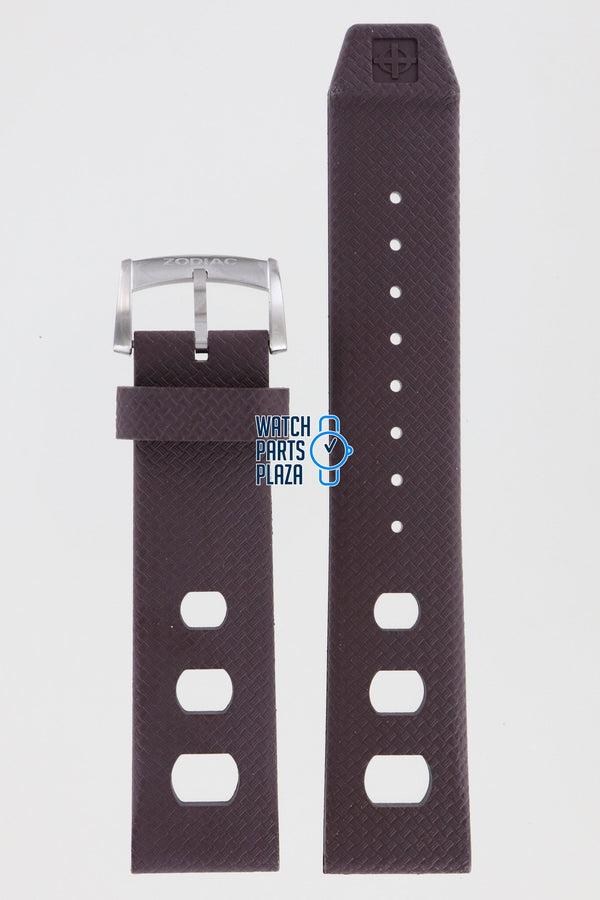 Zodiac ZO2236 Watch Band ZO - 2236 Brown Silicone 22 mm Sea Dragon - Watch Plaza
