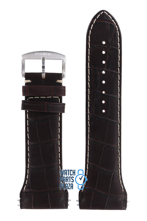 Zodiac ZO7003 Watch Band ZO - 7003 Dark Brown Leather 29 mm Desert Master - Watch Plaza